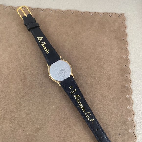 Gold and Black Enamel Bezel Seiko Watch New Black Leather Strap main image 8